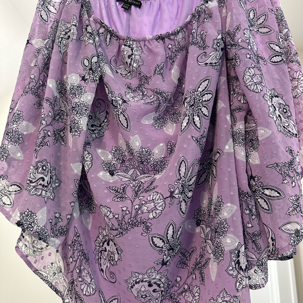 Lane Bryant off the shoulder, purple shirt